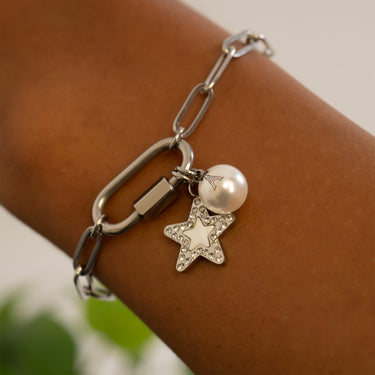 18K Gold PVD Stainless Steel Mother Of Pearl Star Charm