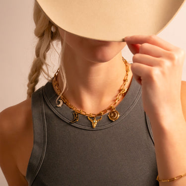 Longhorn bull pendant with turquoise stone in forehead lifestyle