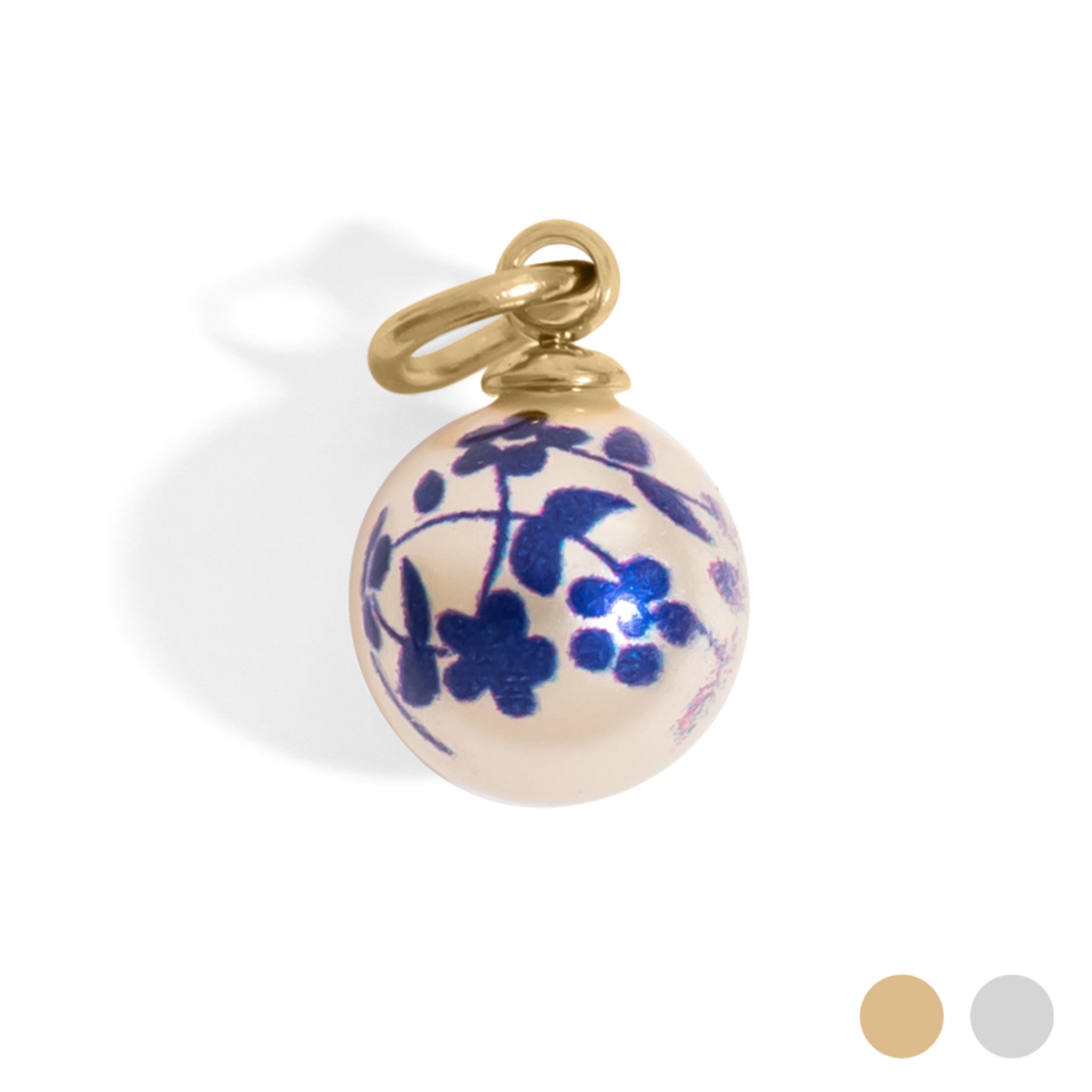 18K Gold PVD Stainless Steel Floral Printed Pearl