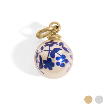 18K Gold PVD Stainless Steel Floral Printed Pearl