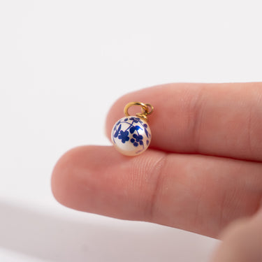 18K Gold PVD Stainless Steel Floral Printed Pearl