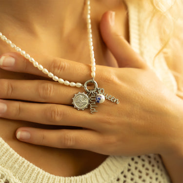 18K Gold PVD Stainless Steel Floral Printed Pearl