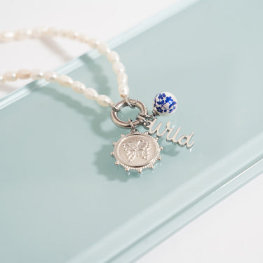 18K Gold PVD Stainless Steel Floral Printed Pearl