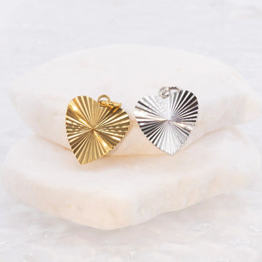 Gold and Silver Sunburst Heart Charms