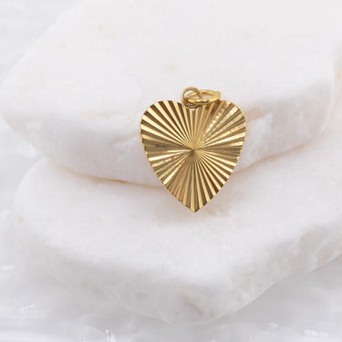 Gold Sunburst Heart Charm