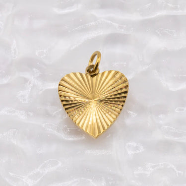 Gold Sunburst Heart Charm 