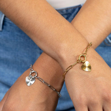 Gold and Silver Sunburst Heart Charms