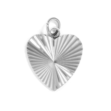 Silver Sunburst Heart Charm
