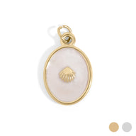 White Enamel Charm with Shell