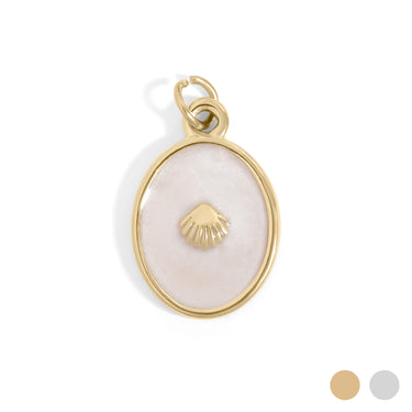 White Enamel Charm with Shell