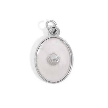 White Enamel Charm with Shell