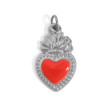 18K Gold PVD Stainless Steel Red Heart Charm