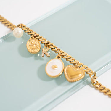 Anchor Pendant on curb chain with other charms