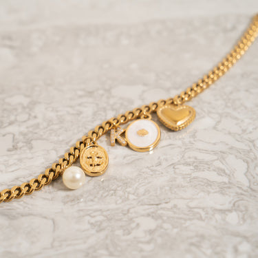 Anchor Pendant on curb chain with other charms