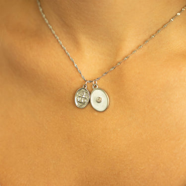 White Enamel Charm with Shell