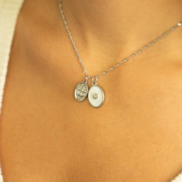 White Enamel Charm with Shell