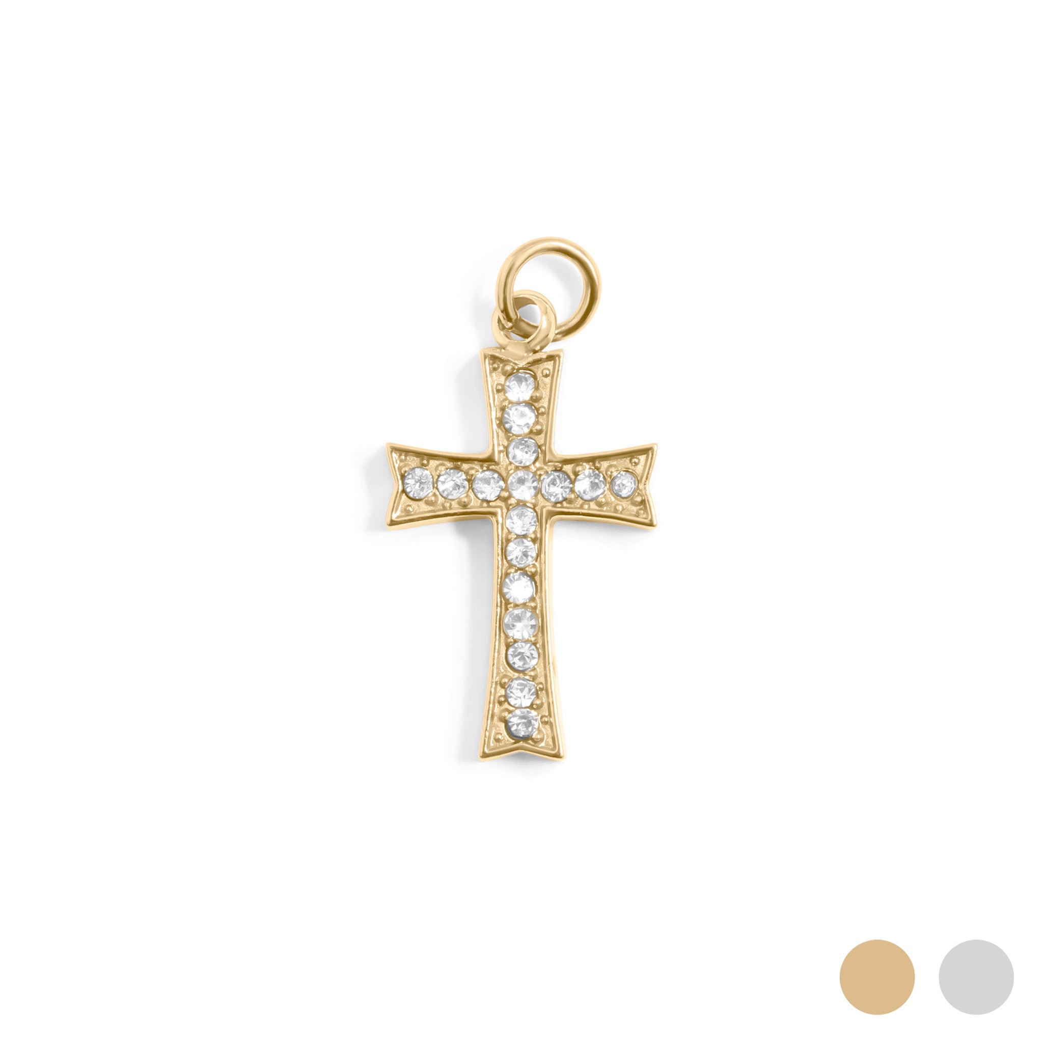 Gold Stone Cross Charm / PDL0306