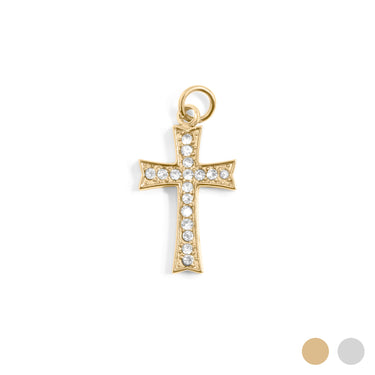 Gold Stone Cross Charm / PDL0306