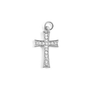Silver Stone Cross Charm / PDL0306
