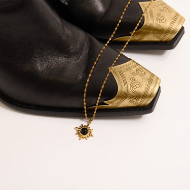 Gold Black Stone Pendant / PDL0307