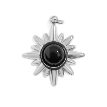 Silver Black Stone Pendant / PDL0307