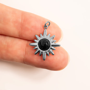 Silver Black Stone Pendant / PDL0307