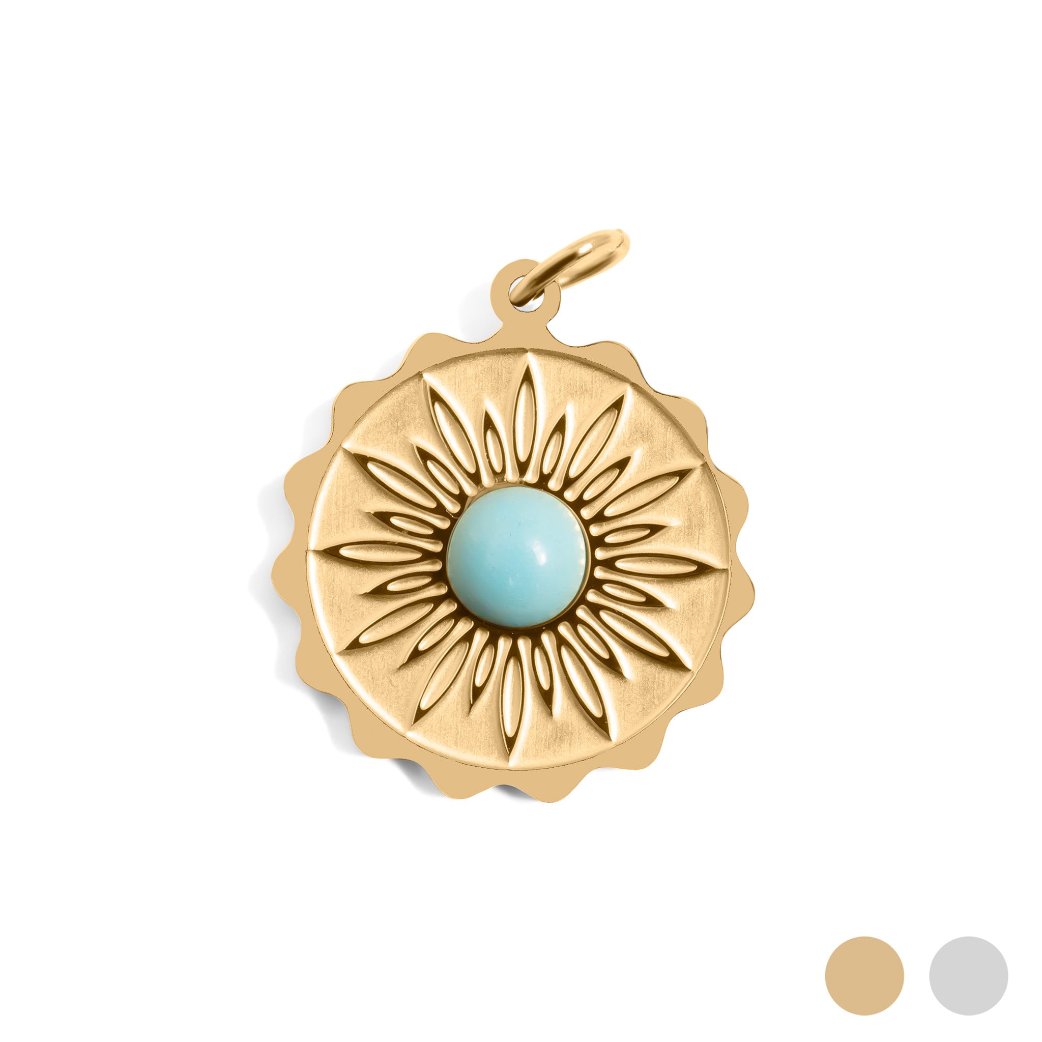 Gold Flower Turquiose Center Pendant