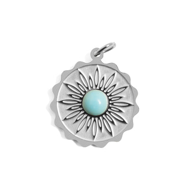 Silver Flower Turquiose Center Pendant