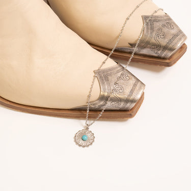 Silver Flower Turquoise Center Pendant