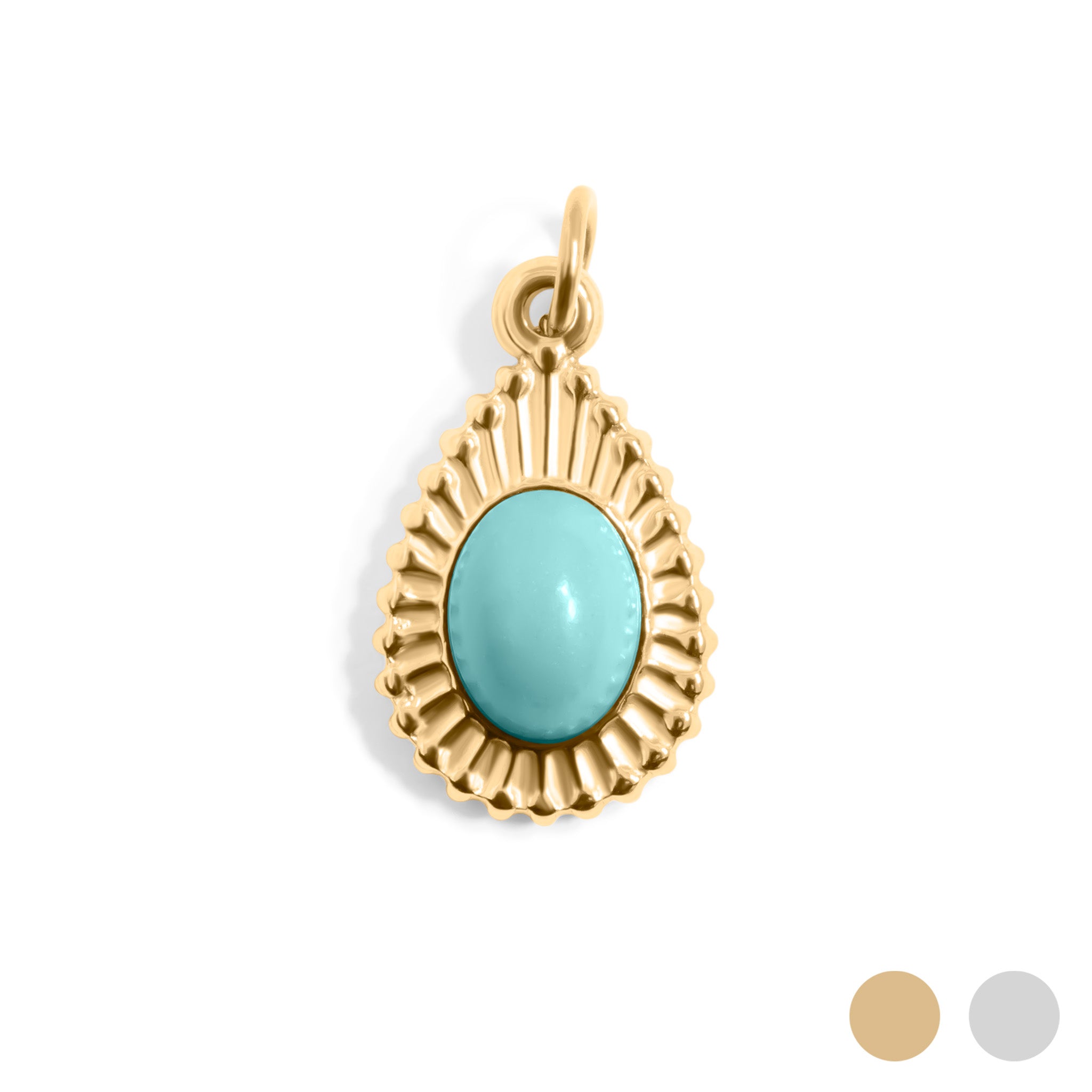 Gold / Turquoise Tear Drop Charm / PDL0310