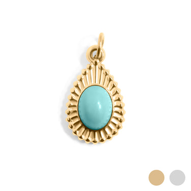 Gold / Turquoise Tear Drop Charm / PDL0310