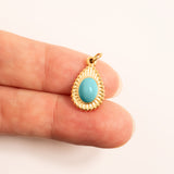 Gold / Turquoise Tear Drop Charm / PDL0310