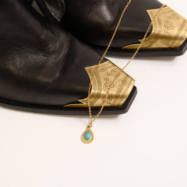 Gold / Turquoise Tear Drop Charm / PDL0310