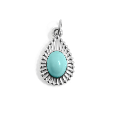 Silver / Turquoise Tear Drop Charm / PDL0310