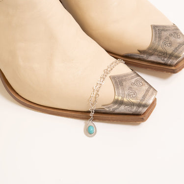 Silver / Turquoise Tear Drop Charm / PDL0310