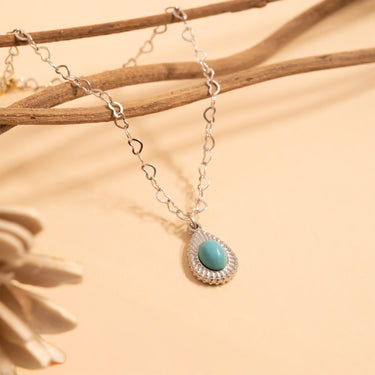 Silver / Turquoise Tear Drop Charm / PDL0310