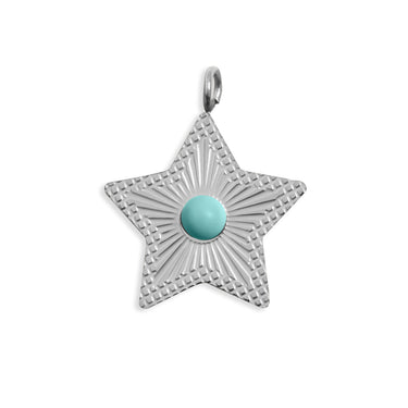 Silver / Turquoise Star Charm / PDL0311