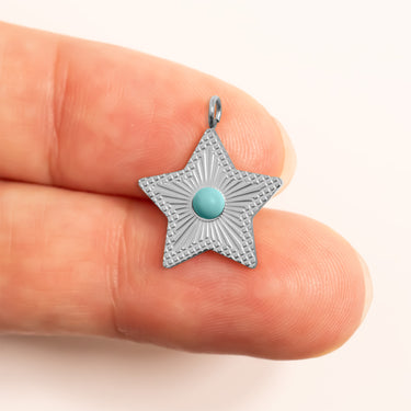Silver / Turquoise Star Charm / PDL0311
