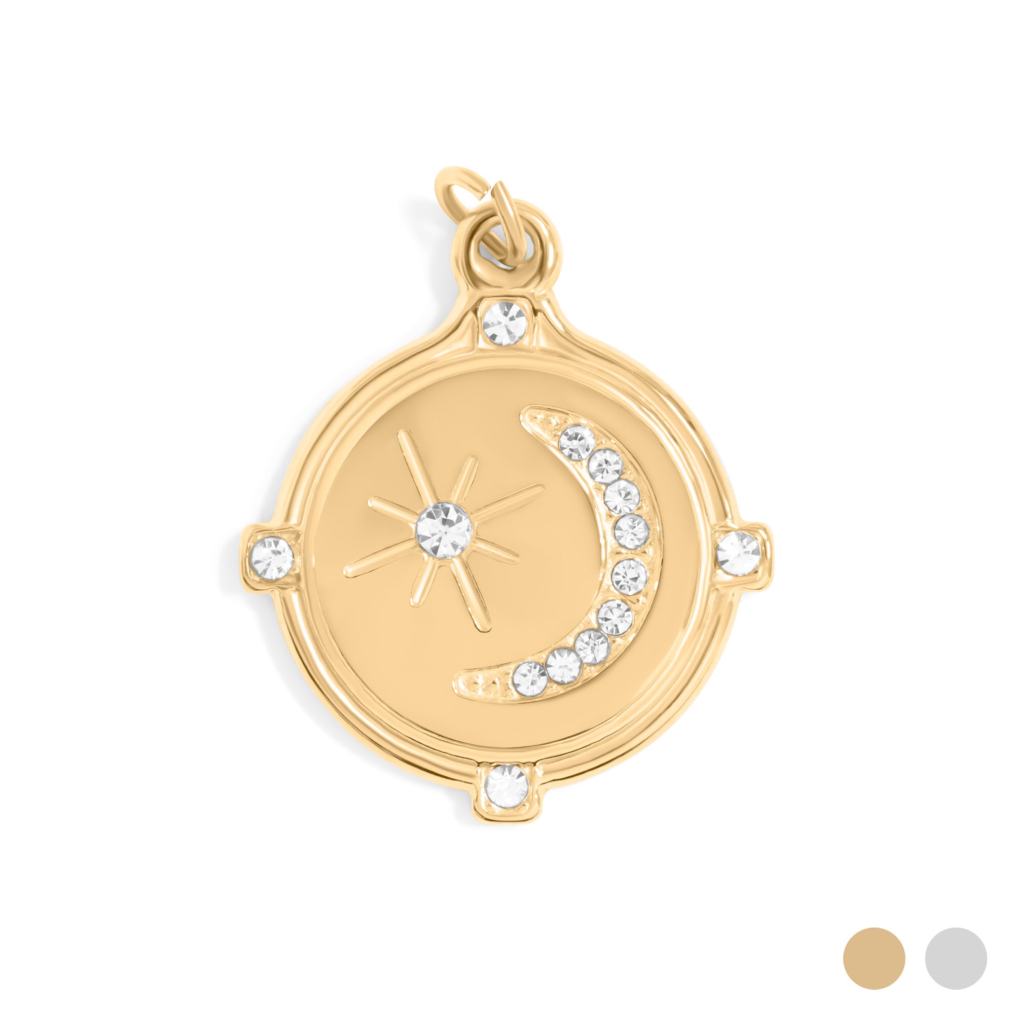 Gold / Stone Moon And Star Pendant / PDL0312
