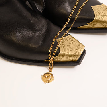 Gold / Stone Moon And Star Pendant / PDL0312