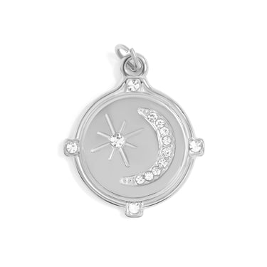 Silver / Stone Moon And Star Pendant / PDL0312