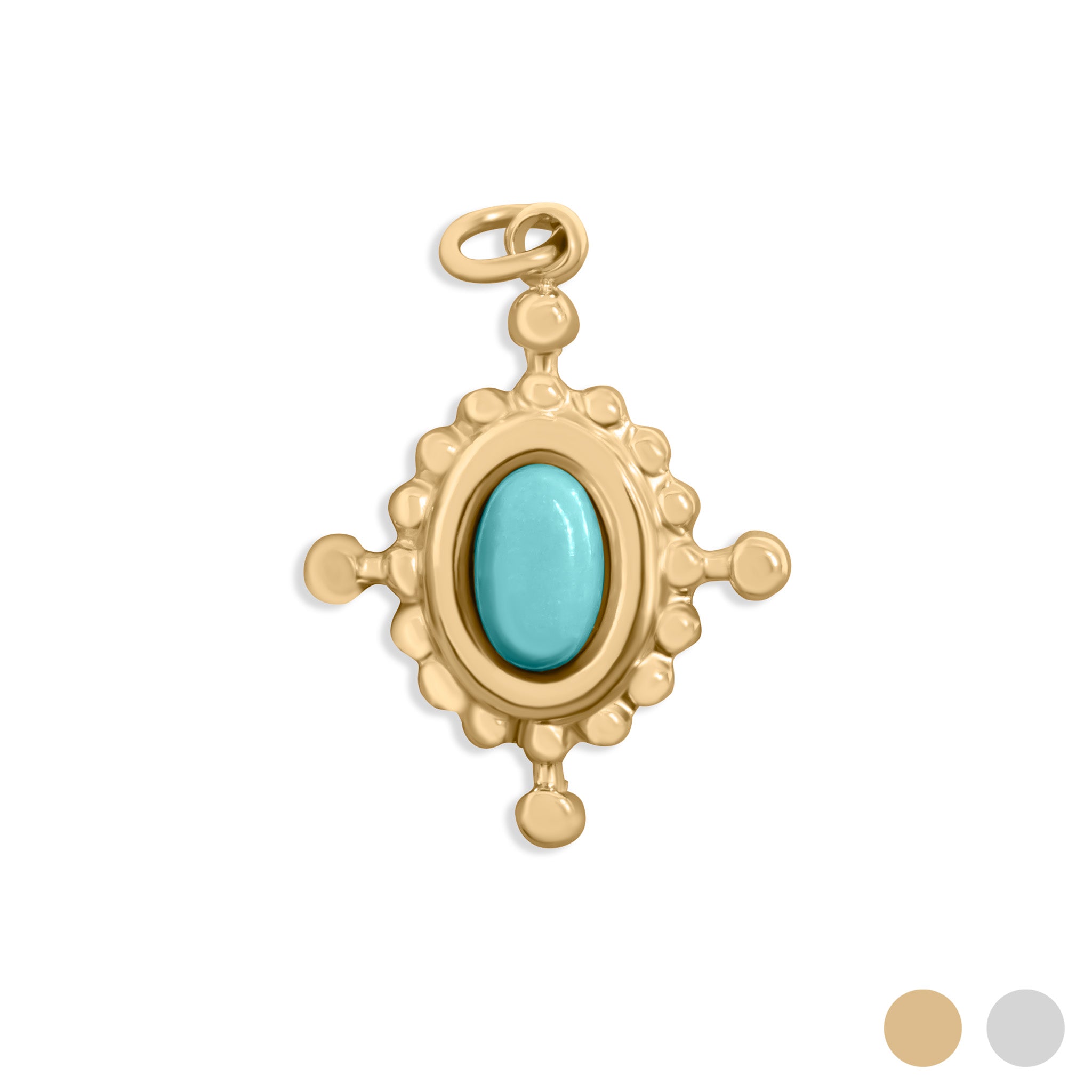 Gold / Turquiose Compass Charm / PDL0313