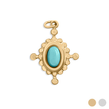 Gold / Turquiose Compass Charm / PDL0313
