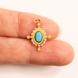 Gold / Turquiose Compass Charm / PDL0313