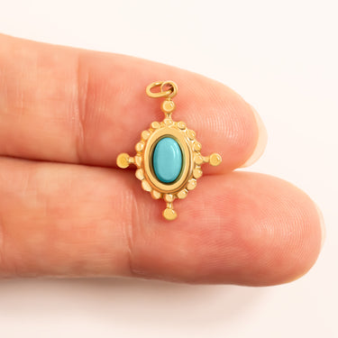 Gold / Turquiose Compass Charm / PDL0313