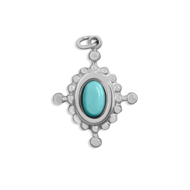 Silver / Turquiose Compass Charm / PDL0313