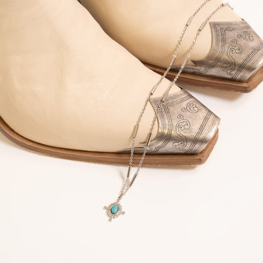 Silver / Turquiose Compass Charm / PDL0313