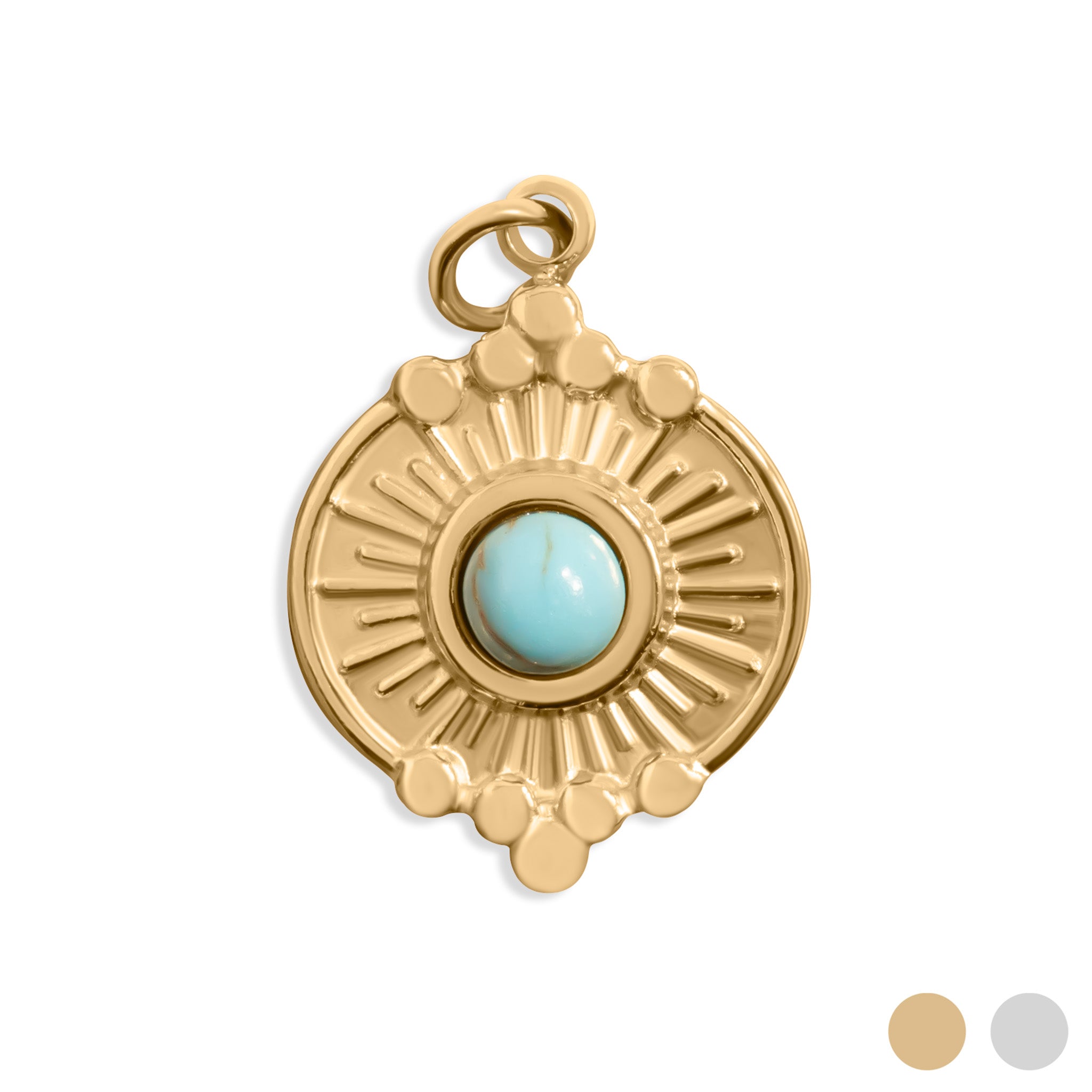 Gold / Turquiose Oval Charm / PDL0314