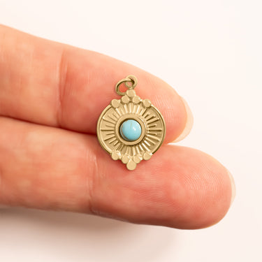 Gold / Turquiose Oval Charm / PDL0314