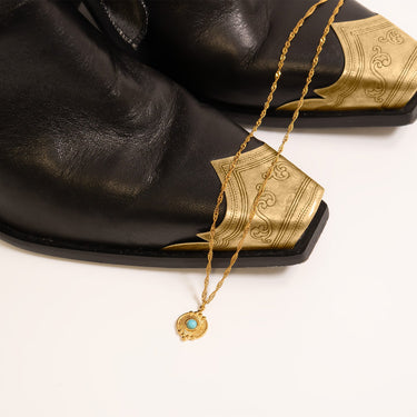 Gold / Turquiose Oval Charm / PDL0314